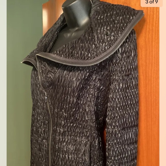 Katherine Barclay Black Ruched  Short Jacket Coat Size M - Picture 3 of 8